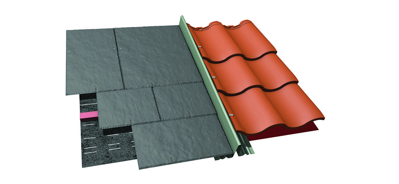 An image of dry fix bonding gutters which meets BS 5534 requirements and NHBC guidelines, available from Marley.