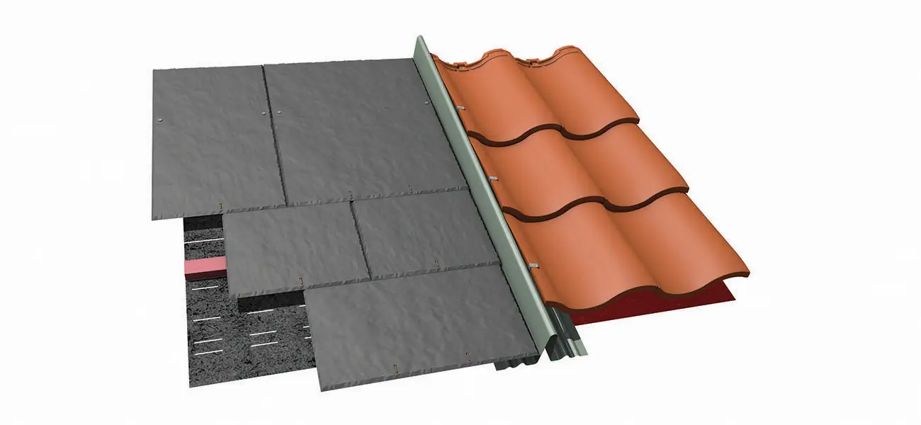 An image of dry fix bonding gutters which meets BS 5534 requirements and NHBC guidelines, available from Marley.