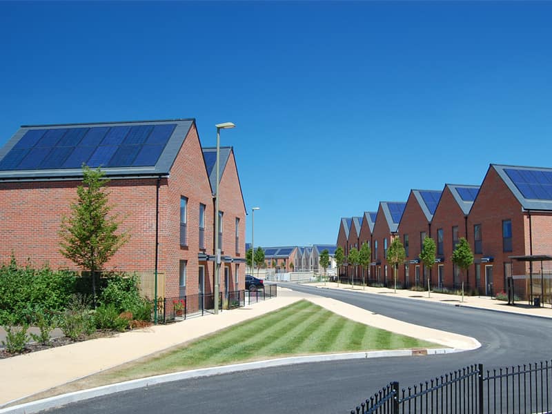 Solar panels on housing development