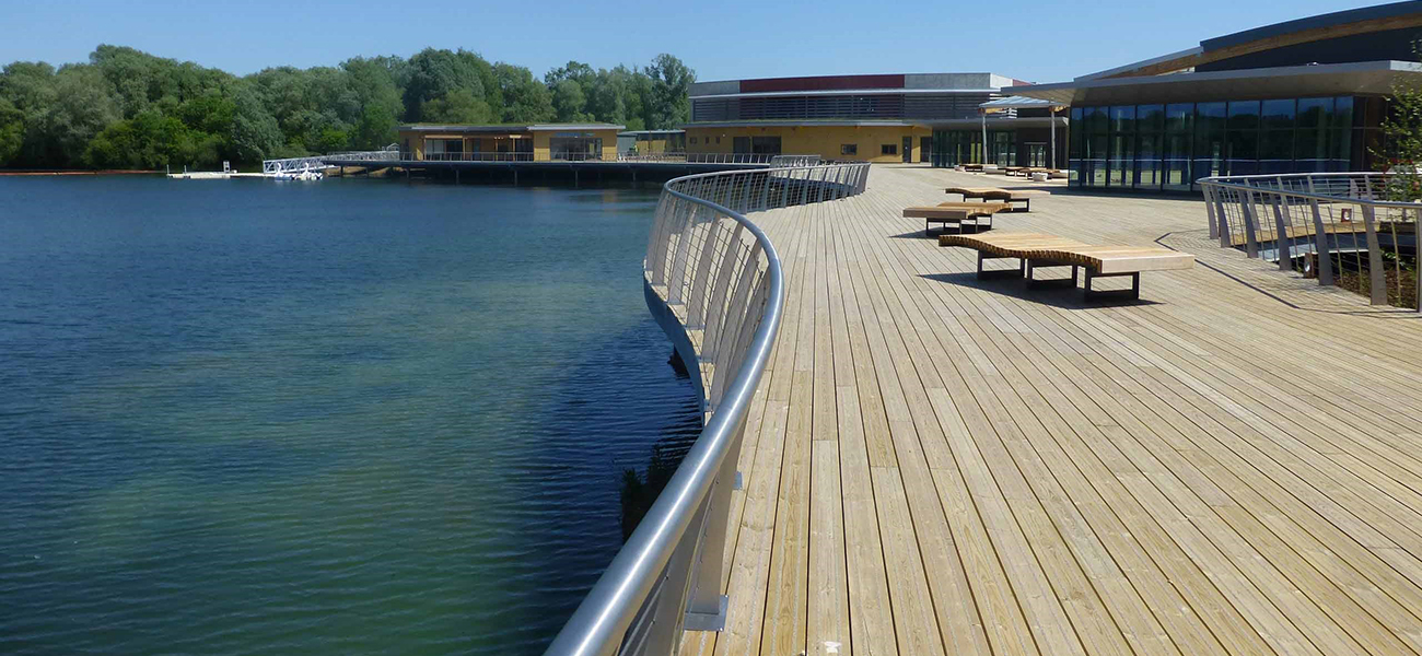 Citdeck by Marley Ltd Rushden Lakes showing anti slip decking 