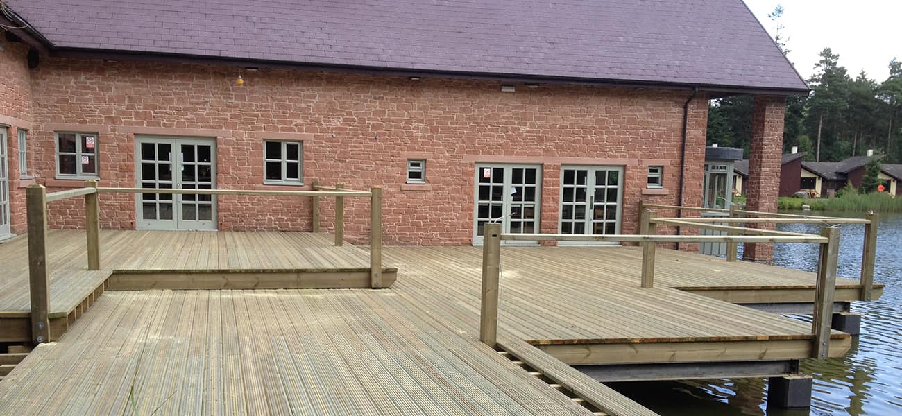 Timber decking used over water