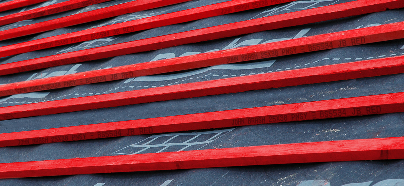 Roof detail showing red batten