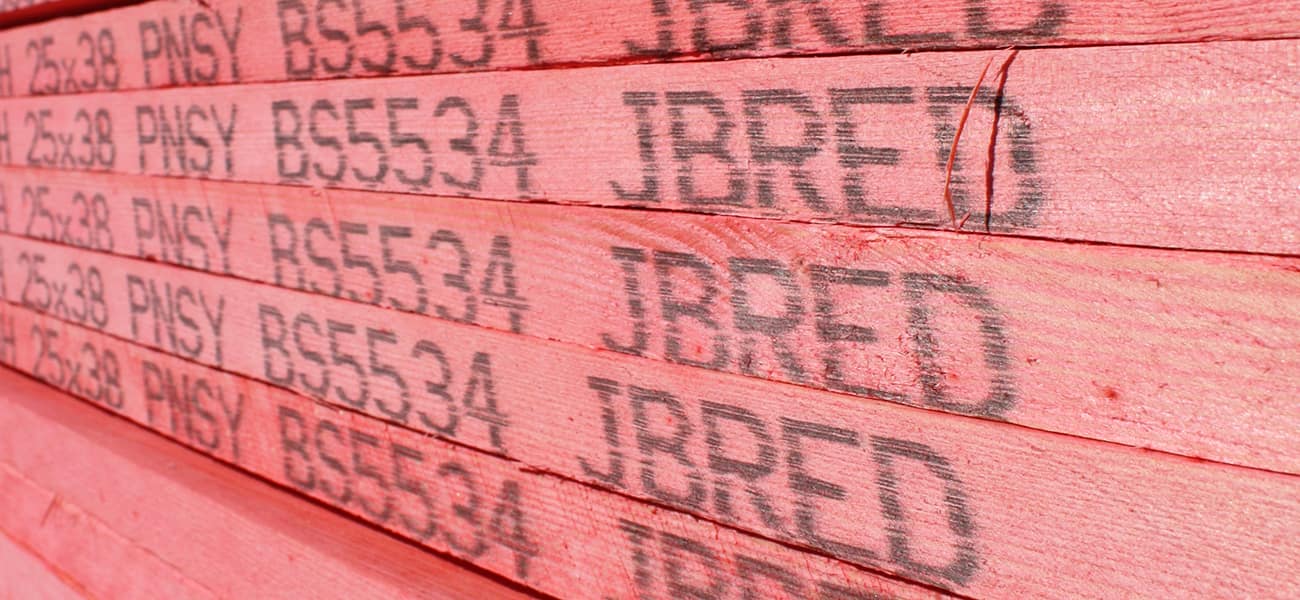 JB red roofing battens are factory graded in the UK to BS 5534