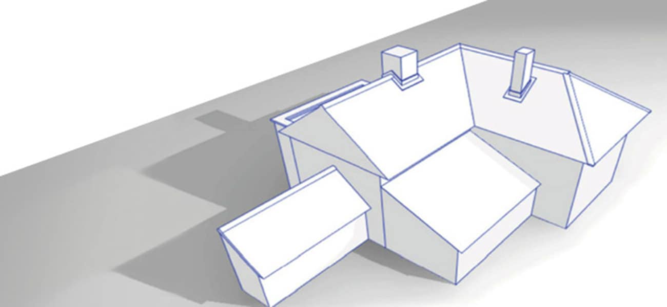 Drawing of a house with a pitched roof