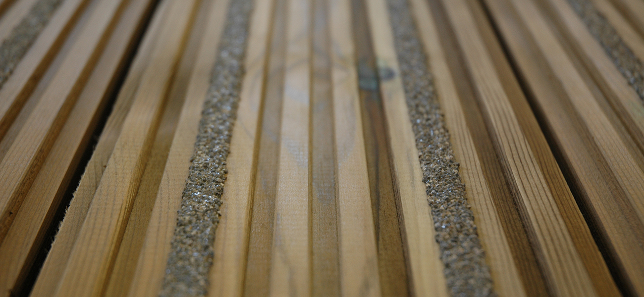 Close-up view on timber decking