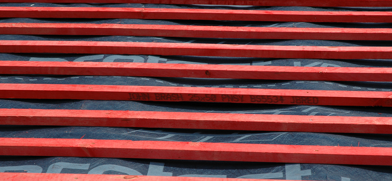 Roof detail showing red batten