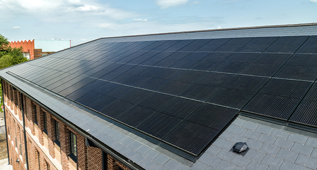 A large array of Marley’s solar tiles in the UK.
