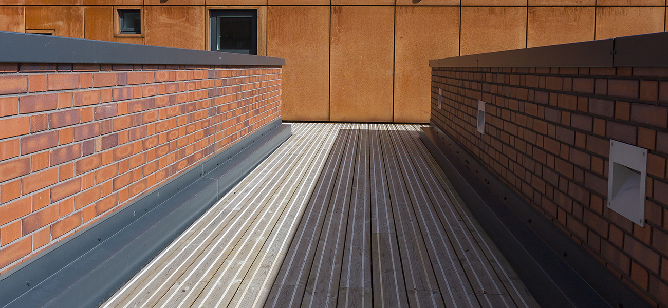 London balcony showing anti slip decking from Marley Ltd to help promote inclusive access and meet Part M 