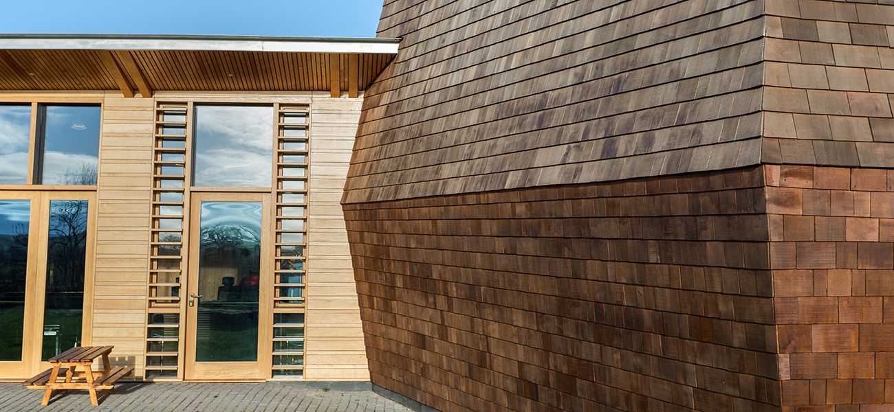 Marley Timber Shakes installed vertically on a wall