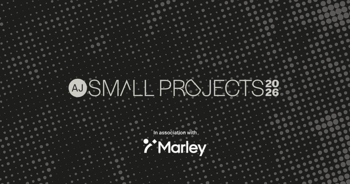 Black, grey and white banner featuring monochrome logos of Marley and AJ Small Projects 2026