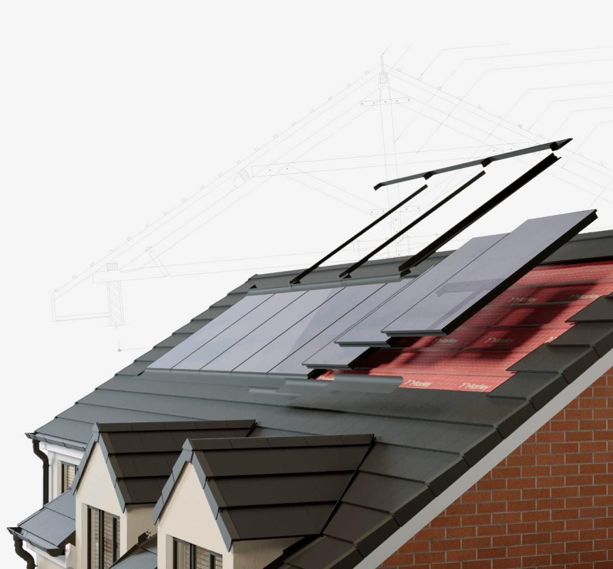 solar roof system render