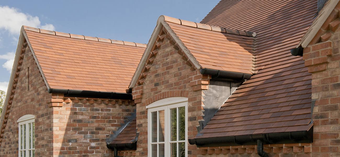 Close up view of the roof showing valley ridge with Acme Single Camber used