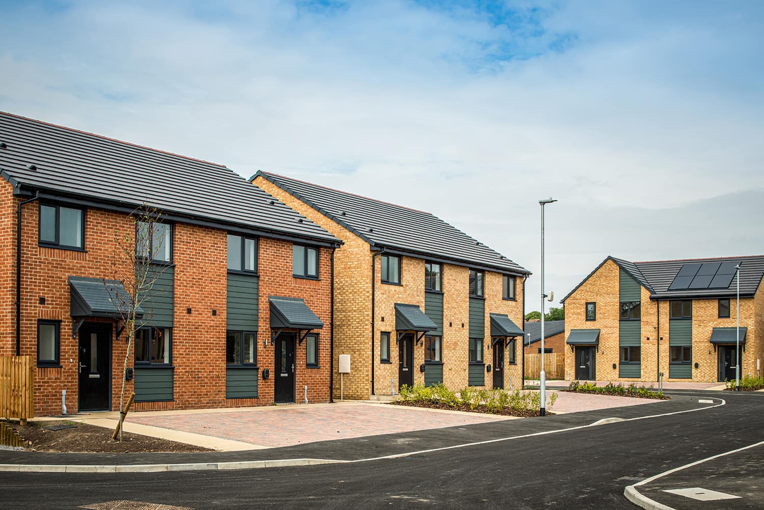 Marley roofing system including solar panels installed on affordable housing scheme