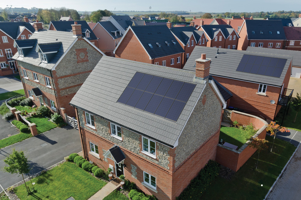solar tiles on a roof