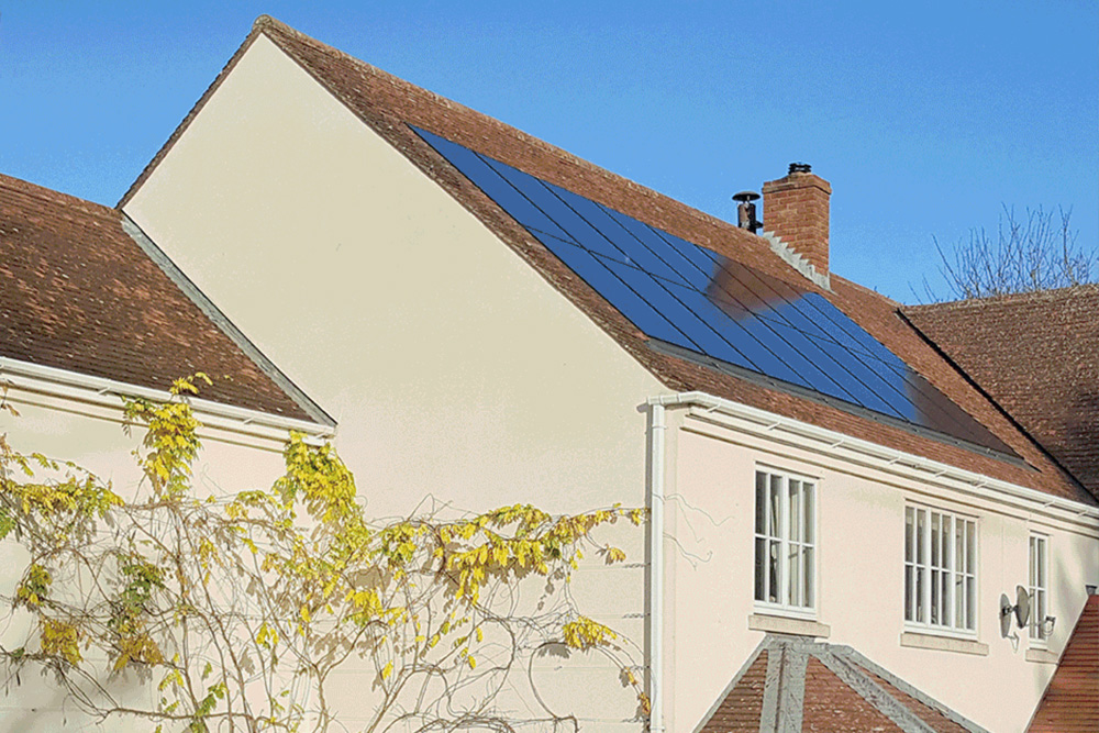 Solar panel on completed roof