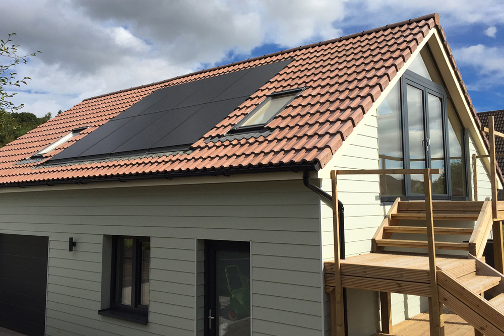 solar panels on completed roof