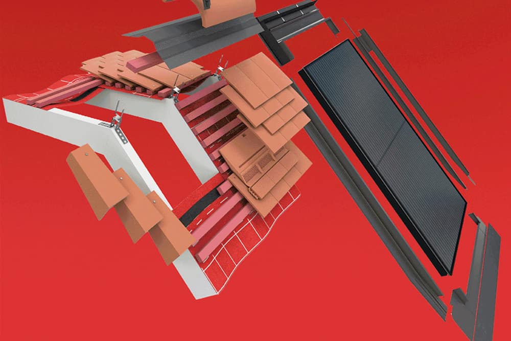 Exploded diagram of solar roof system