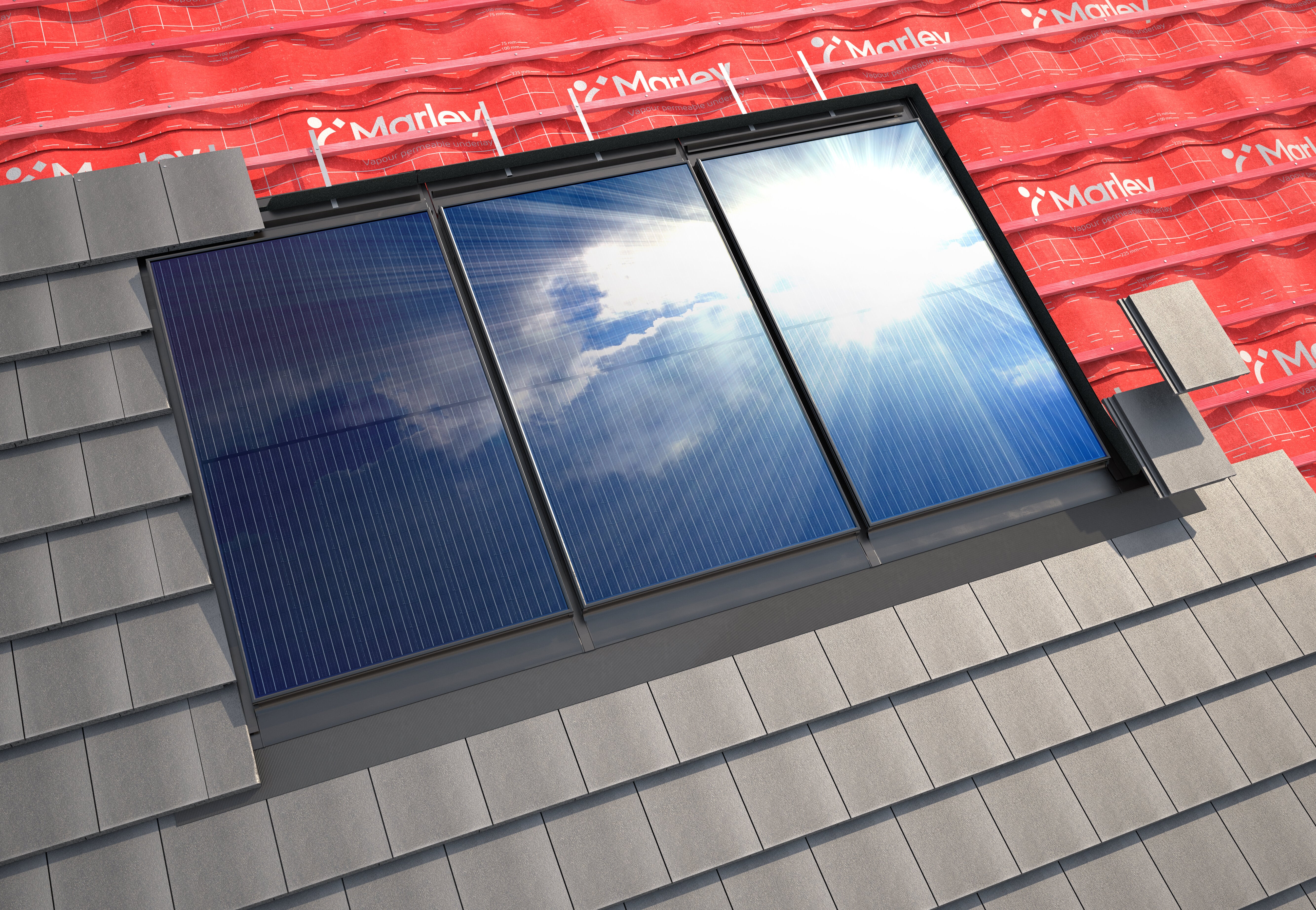Close up of Marley solar panels