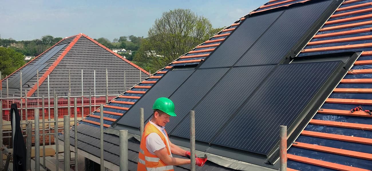 Solar pv being installed on housing site