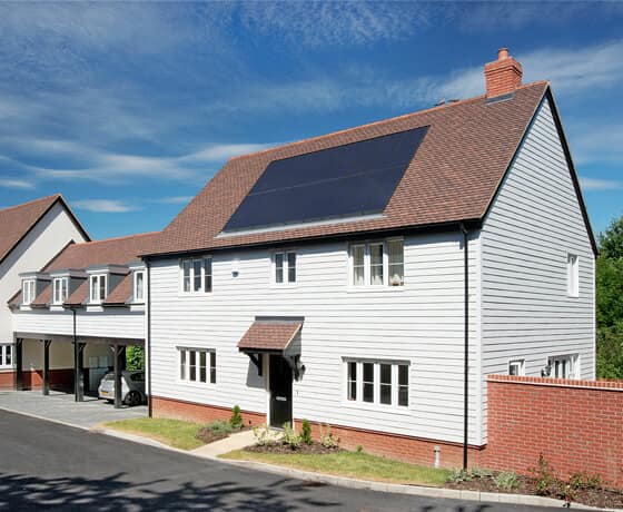 Solar tiles on a house