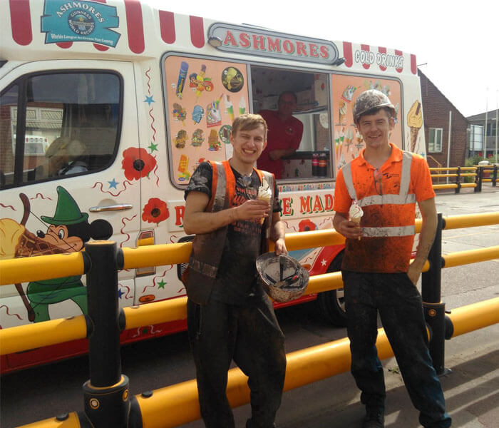 Safe in the sun campaign image at Marley giving out free ice cream