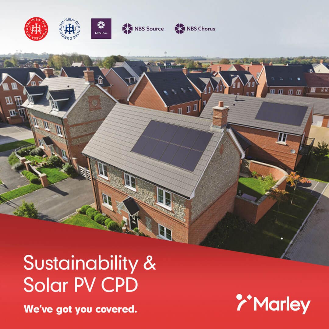 Solar and sustainability cpd available at Marley graphic